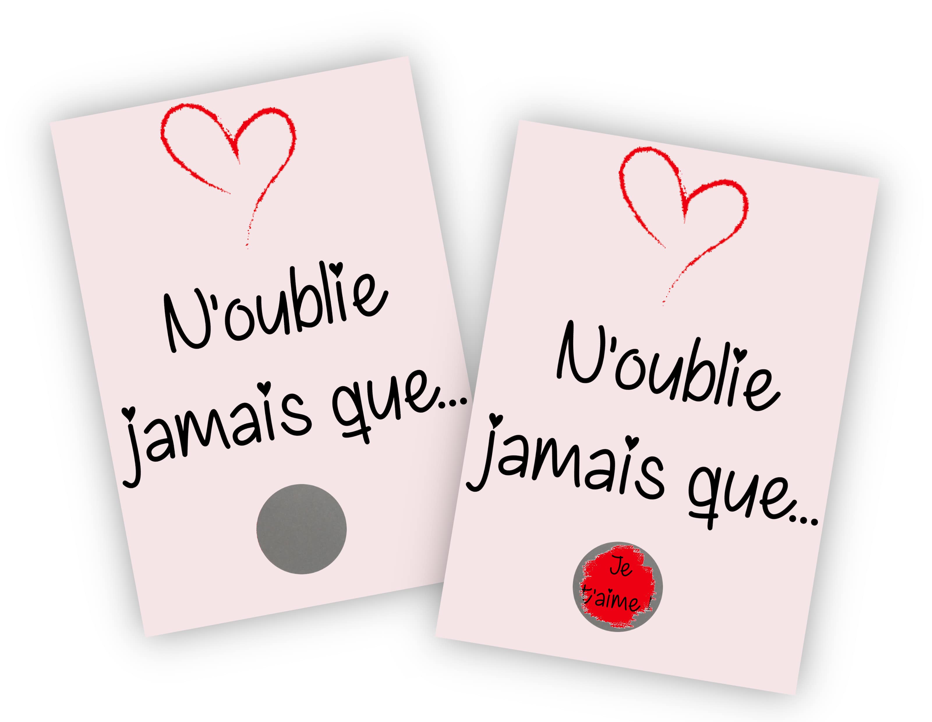 Carte à gratter personnalisée – "N'oublie jamais que Je t'aime" pour une déclaration d'amour originale